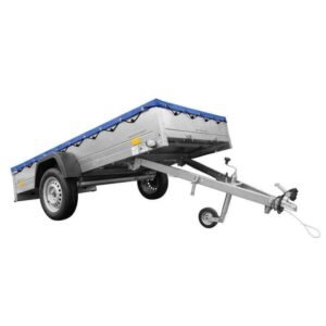 Remorque un essieu Garden Trailer 264 KIPP avec bâche bleue-roue de support et châssis H-0 de la série de modèles